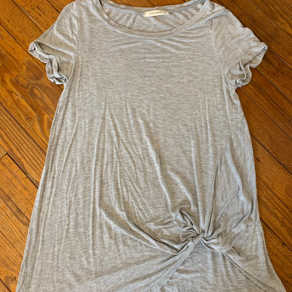 Gray knot from tunic shirt